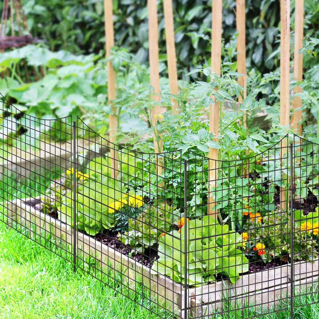 Decorative Garden Fence 34.5 x 39 Black with 5 Panels & Stakes - Expandable