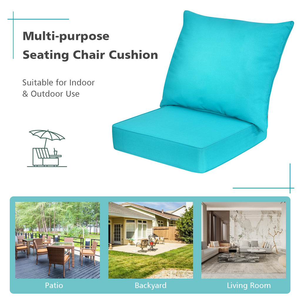 Deep Seat Chair Cushion Pads Set with Rope Belts, Turquoise