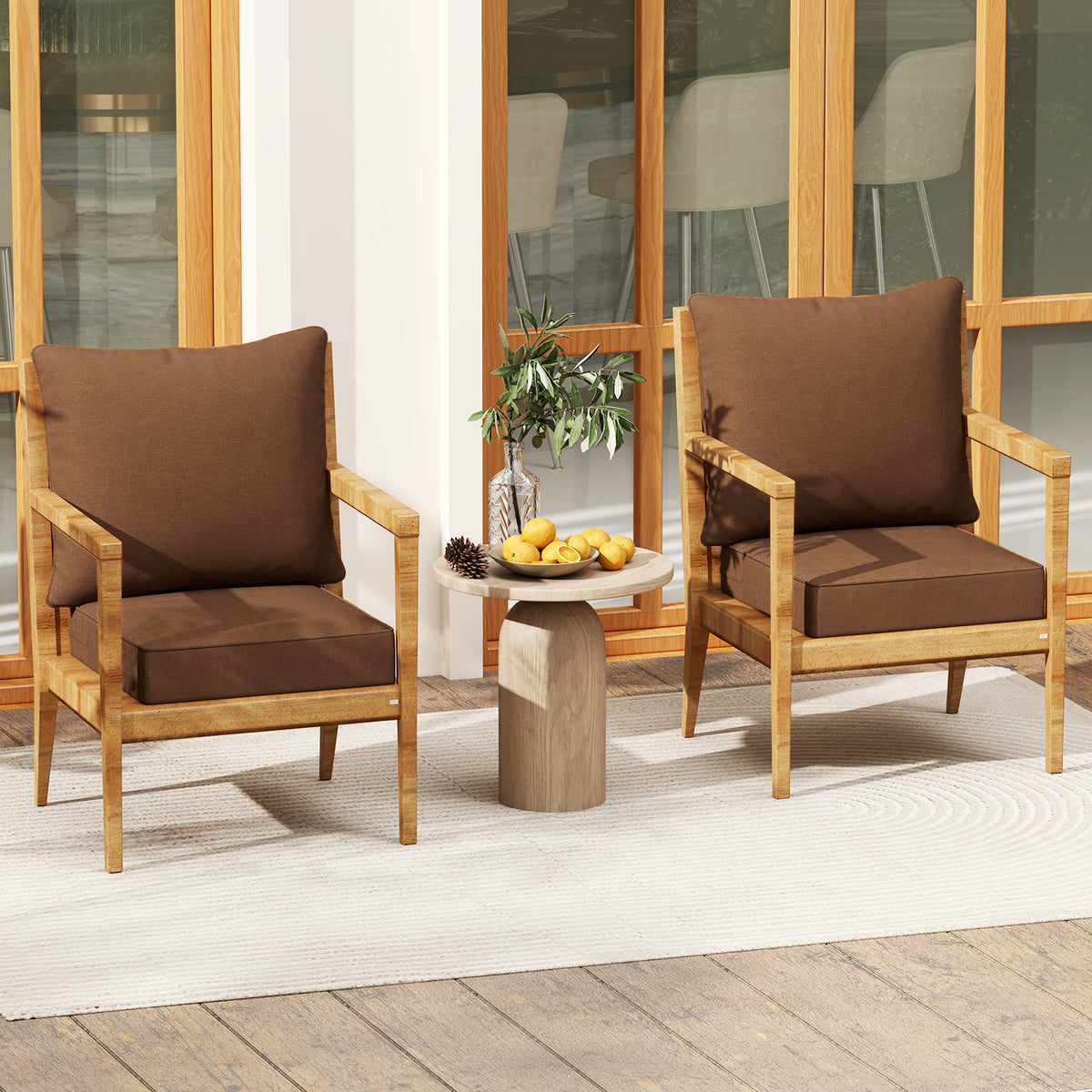 Deep Seat Chair Cushion Pads Set with Rope Belts for Indoor and