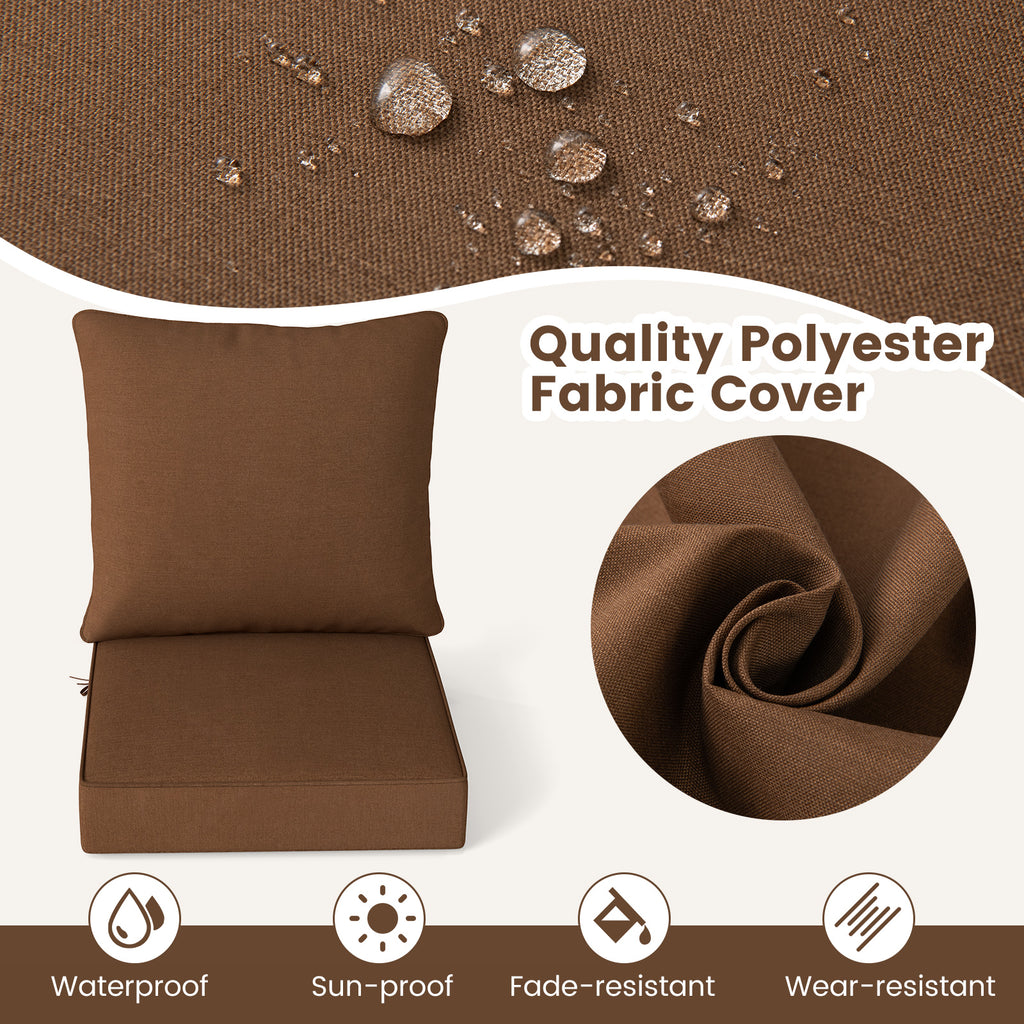 Deep Seat Chair Cushion Pads Set with Rope Belts for Indoor and