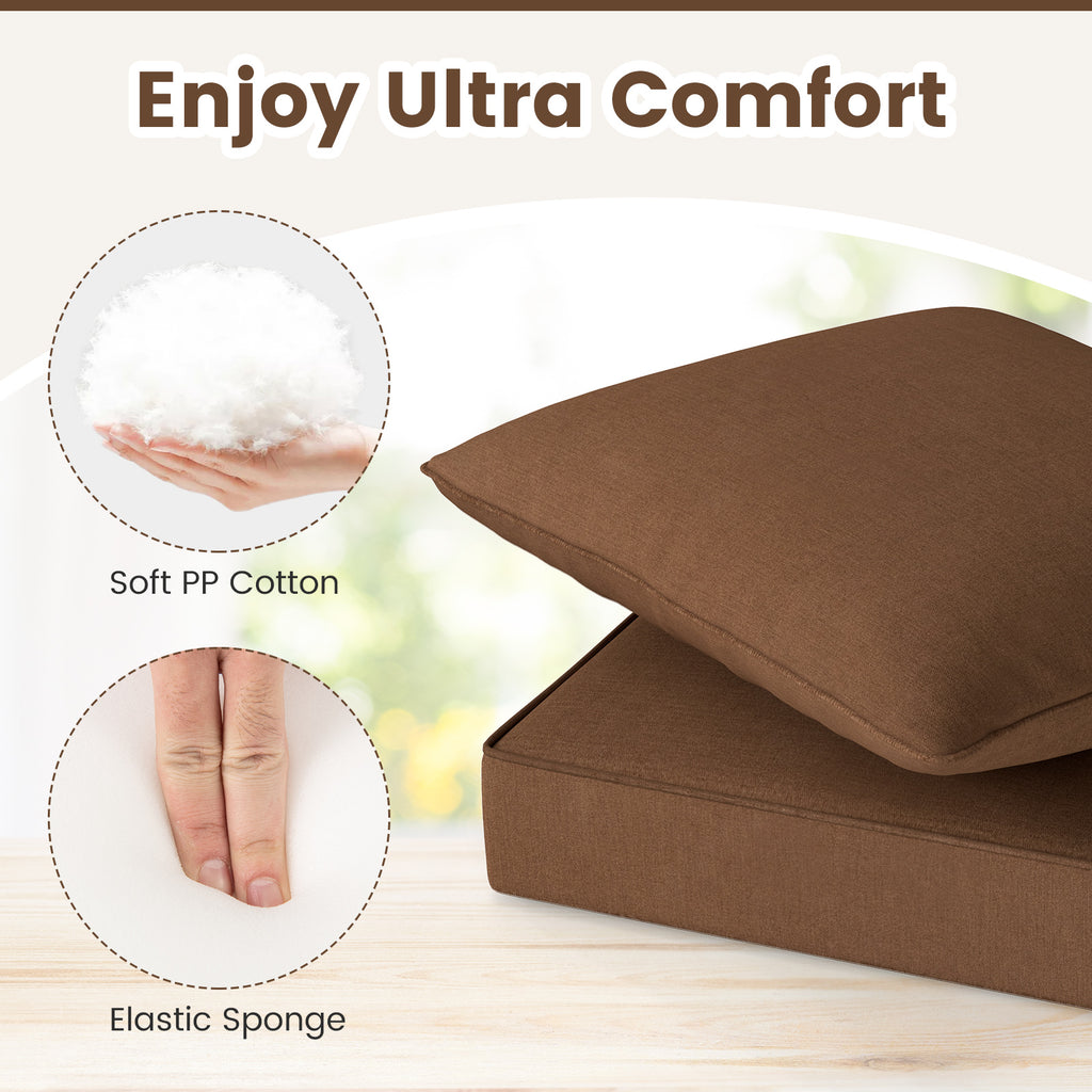 Deep Seat Chair Cushion Pads Set with Rope Belts for Indoor and