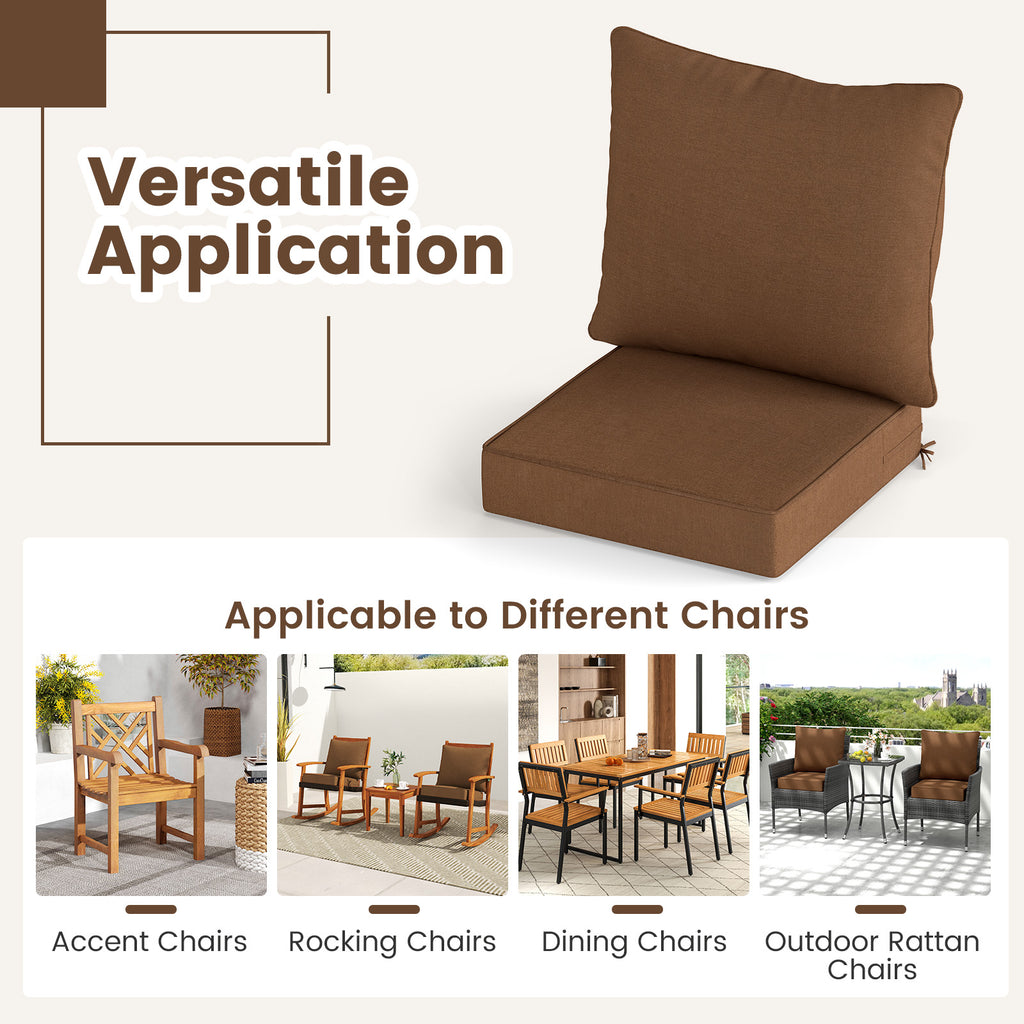 Deep Seat Chair Cushion Pads Set with Rope Belts for Indoor and
