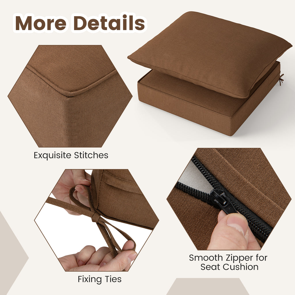 Deep Seat Chair Cushion Pads Set with Rope Belts for Indoor and