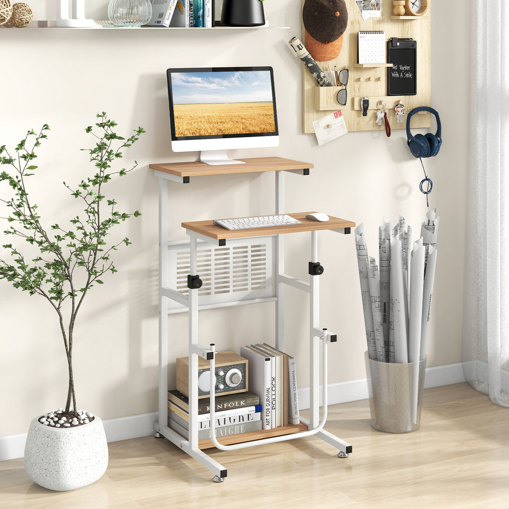 Sit Stand Desk with Adjustable Foot Mats - Small Space