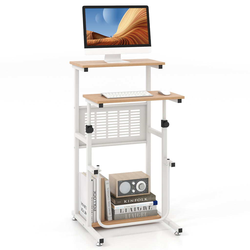Sit Stand Desk with Adjustable Foot Mats - Small Space