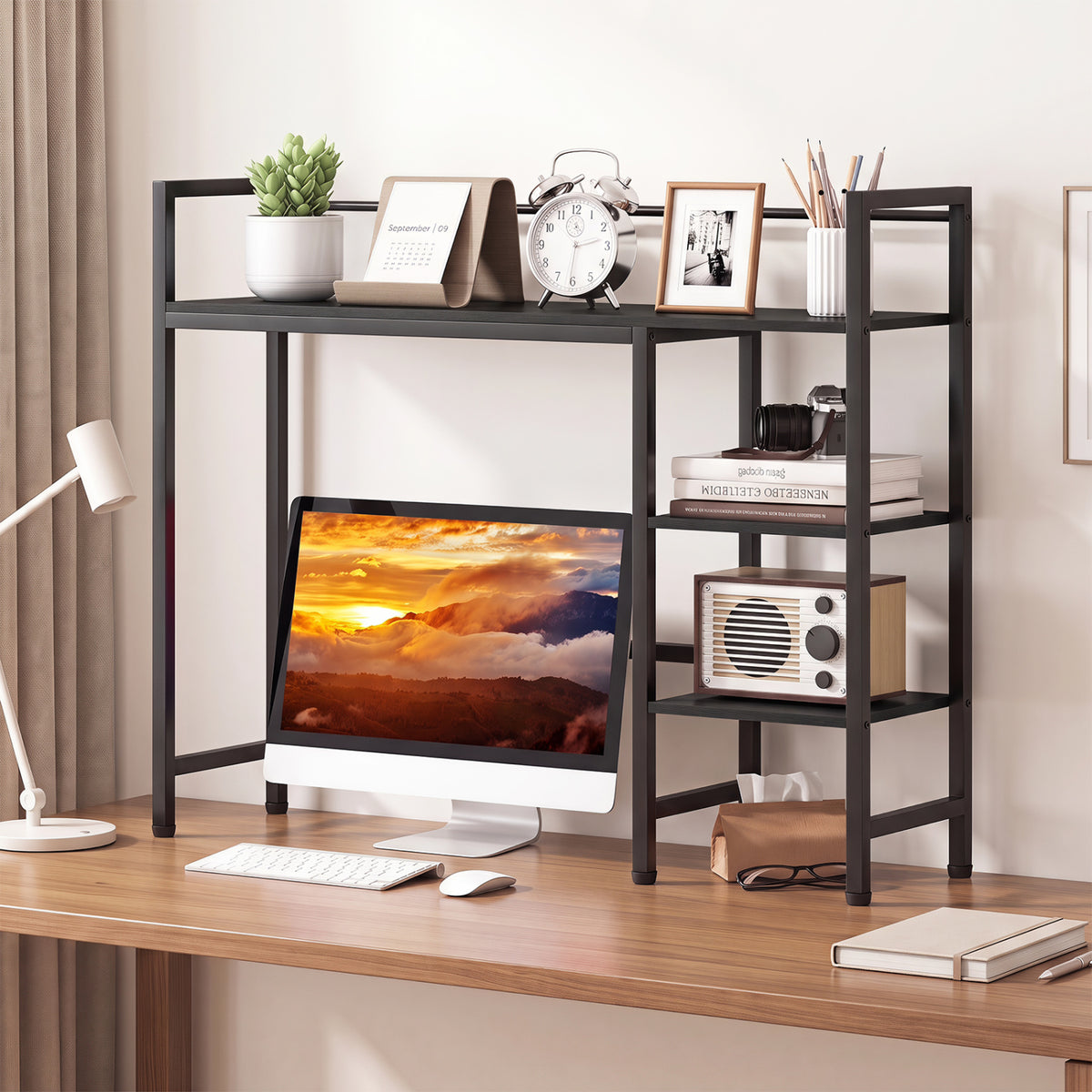 Desktop Bookshelf 38.5" with 4 Shelves - Black