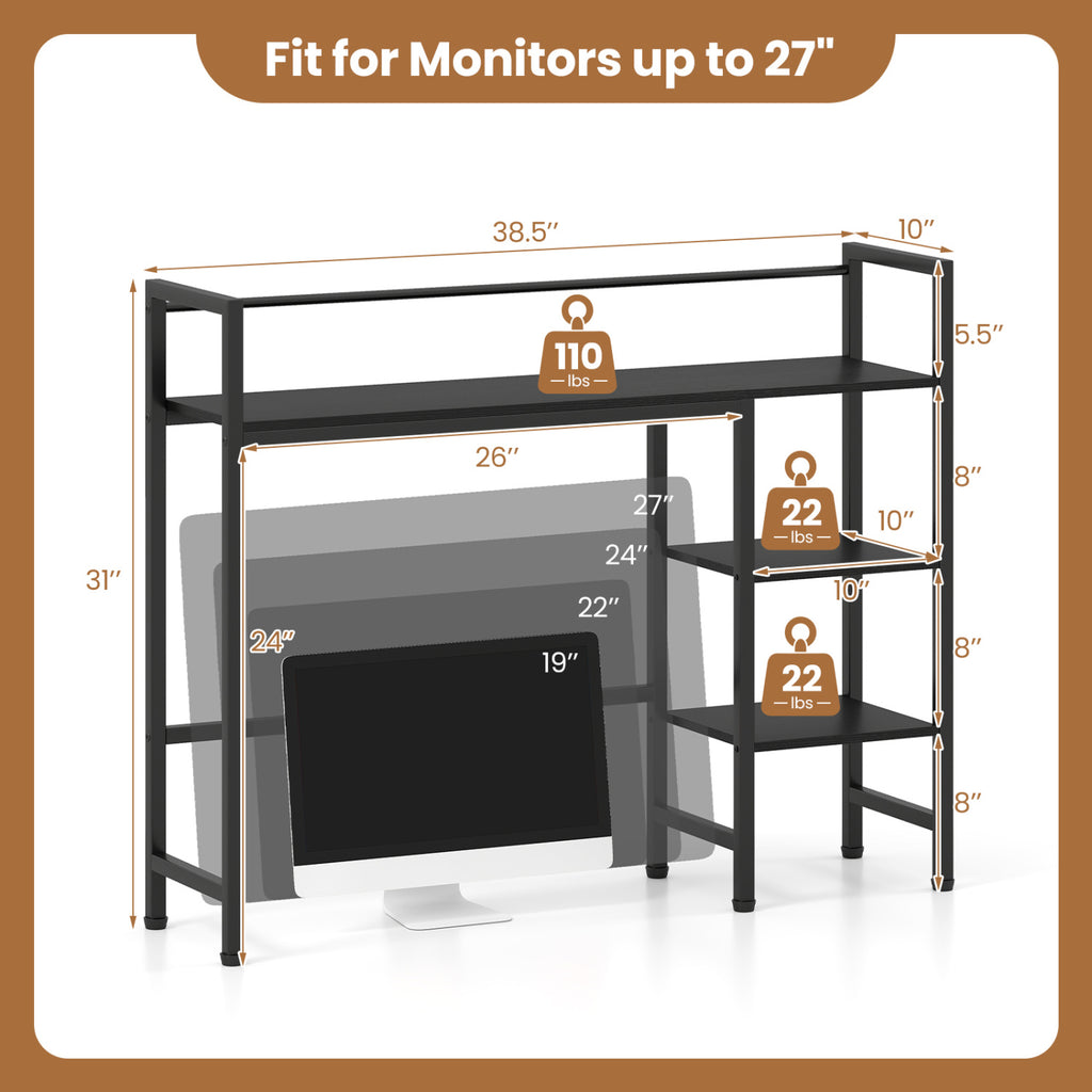 Desktop Bookshelf 38.5" with 4 Shelves - Black