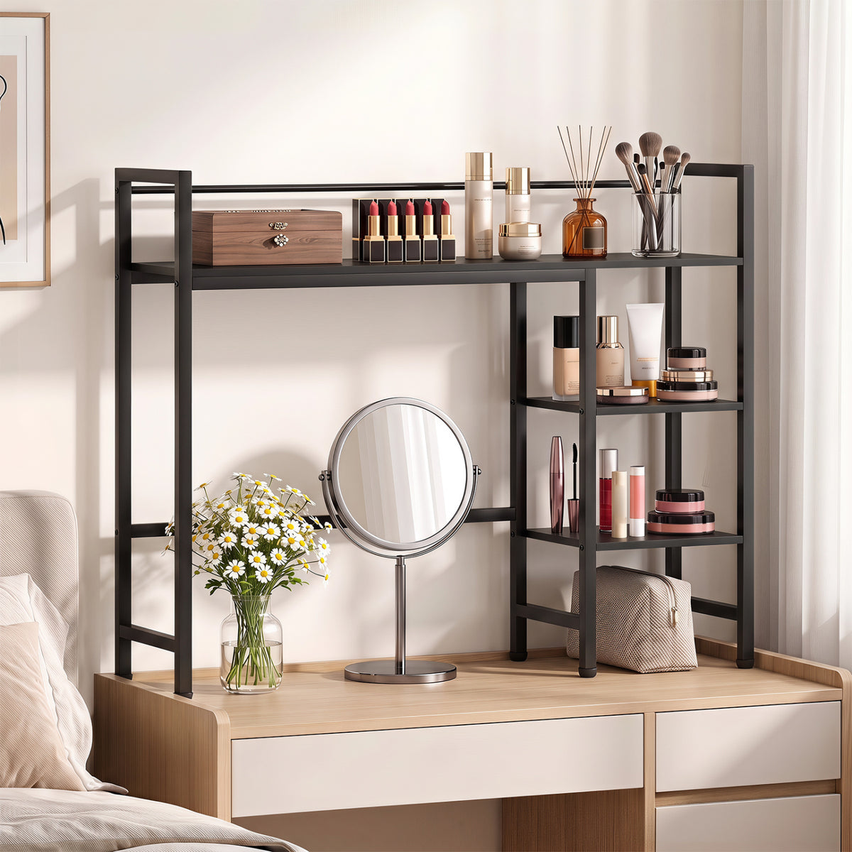 Desktop Bookshelf 38.5" with 4 Shelves - Black