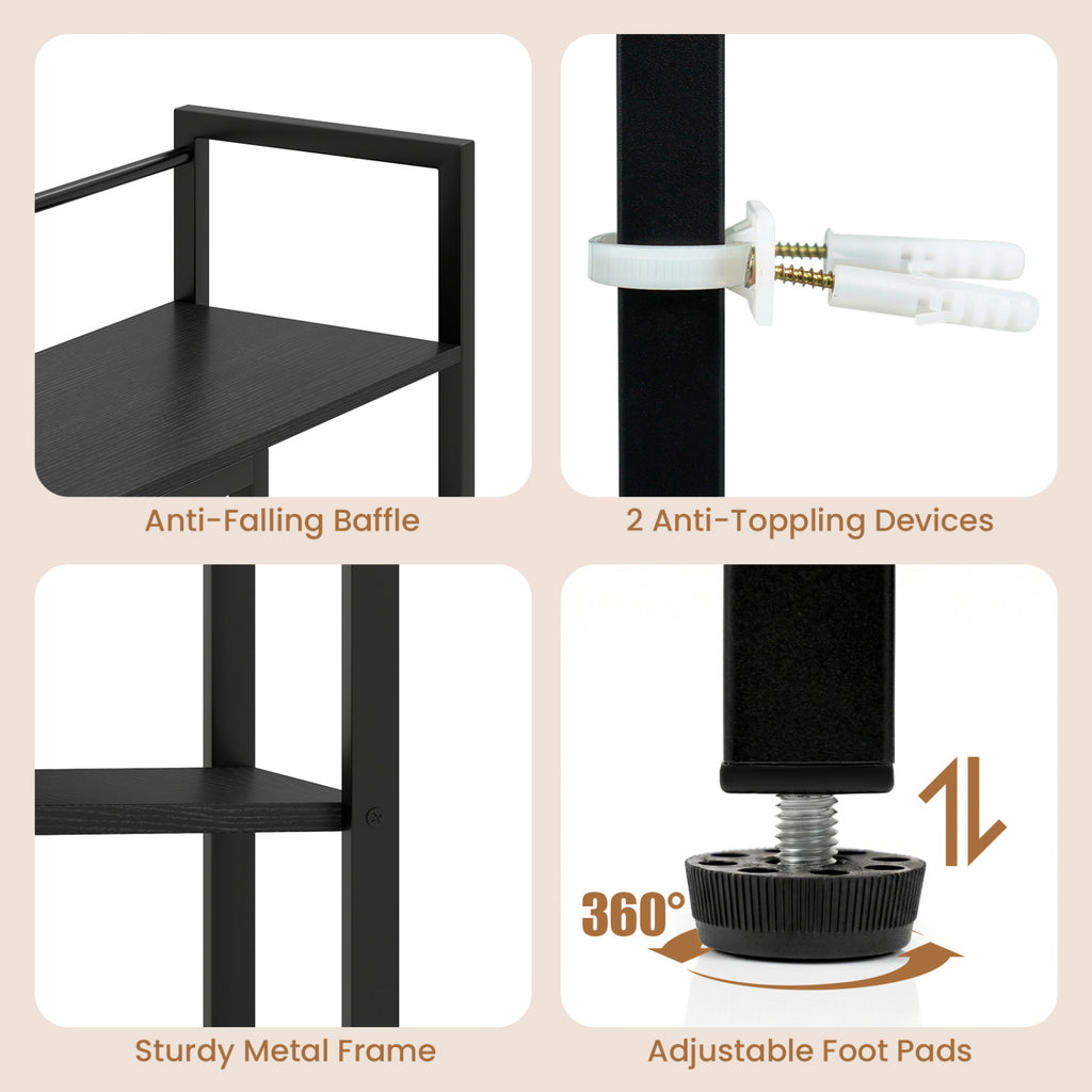 Desktop Bookshelf 38.5" with 4 Shelves - Black