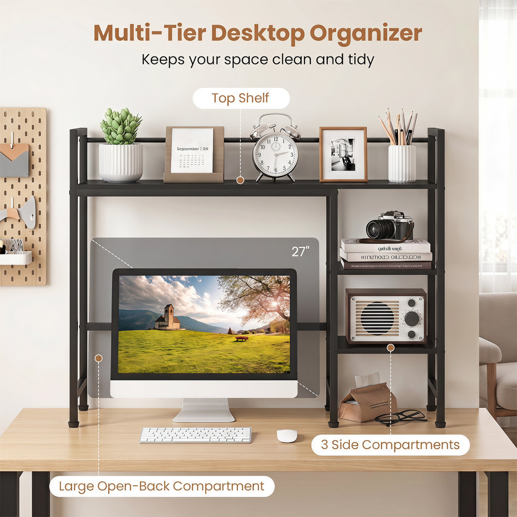 Desktop Bookshelf 38.5" with 4 Shelves - Black