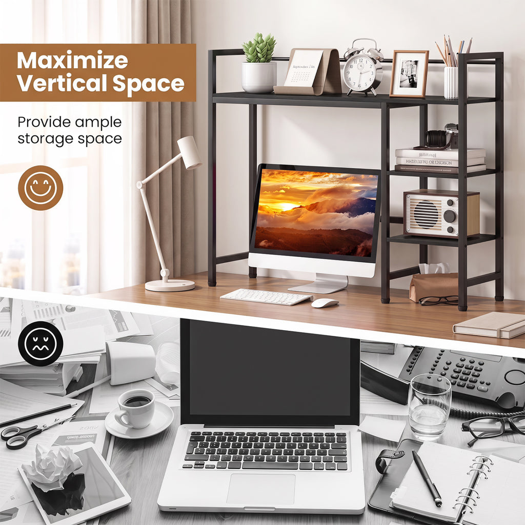 Desktop Bookshelf 38.5" with 4 Shelves - Black