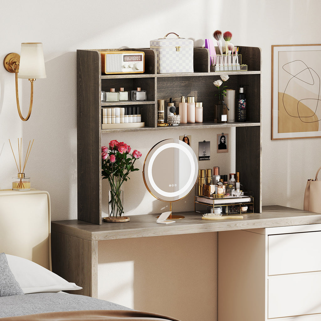 Desktop Bookshelf Countertop Storage Hutch with 6 Shelves