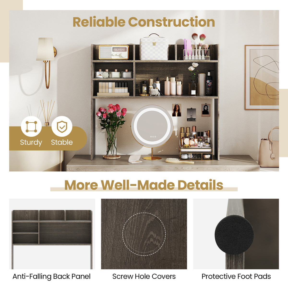 Desktop Bookshelf Countertop Storage Hutch with 6 Shelves
