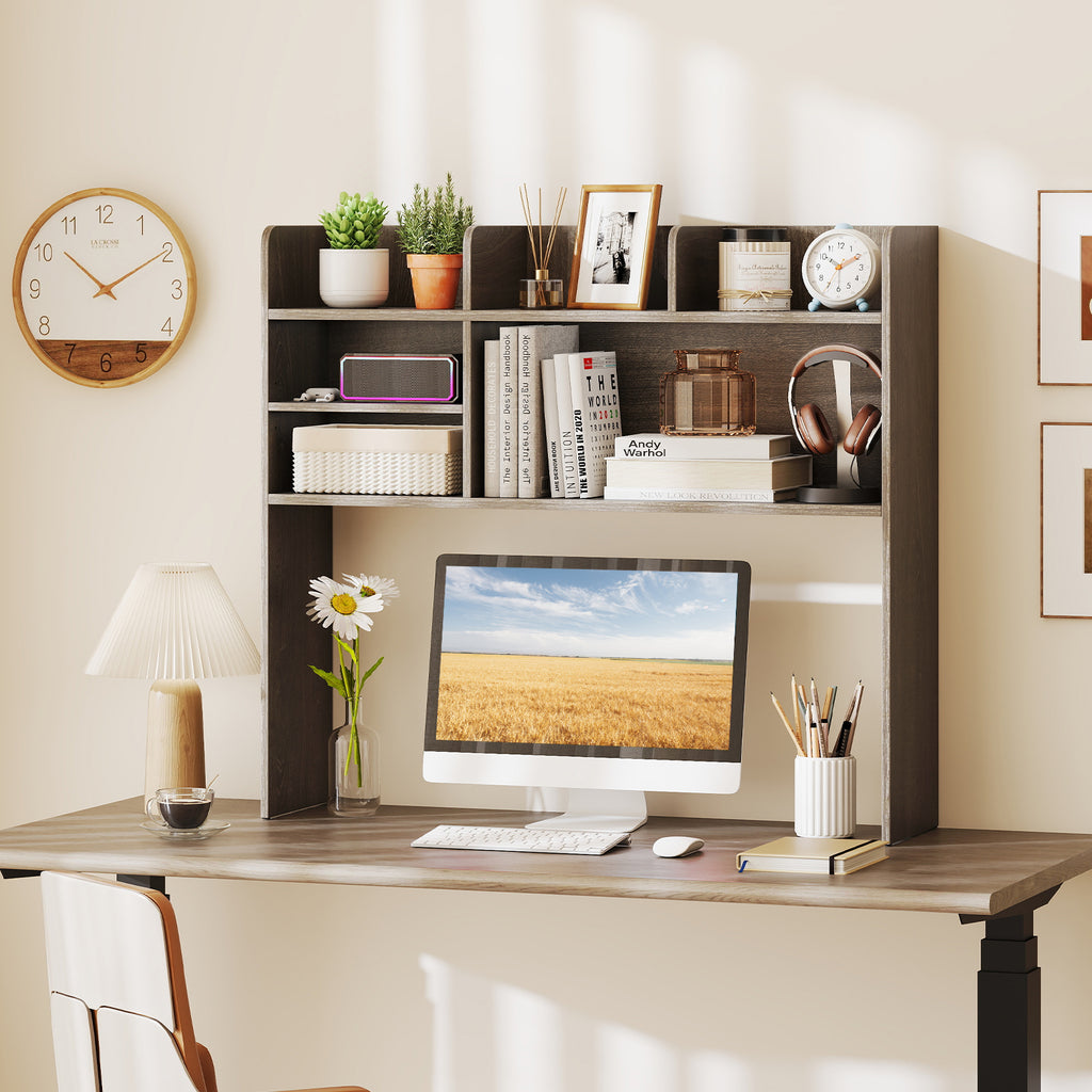 Desktop Bookshelf Countertop Storage Hutch with 6 Shelves