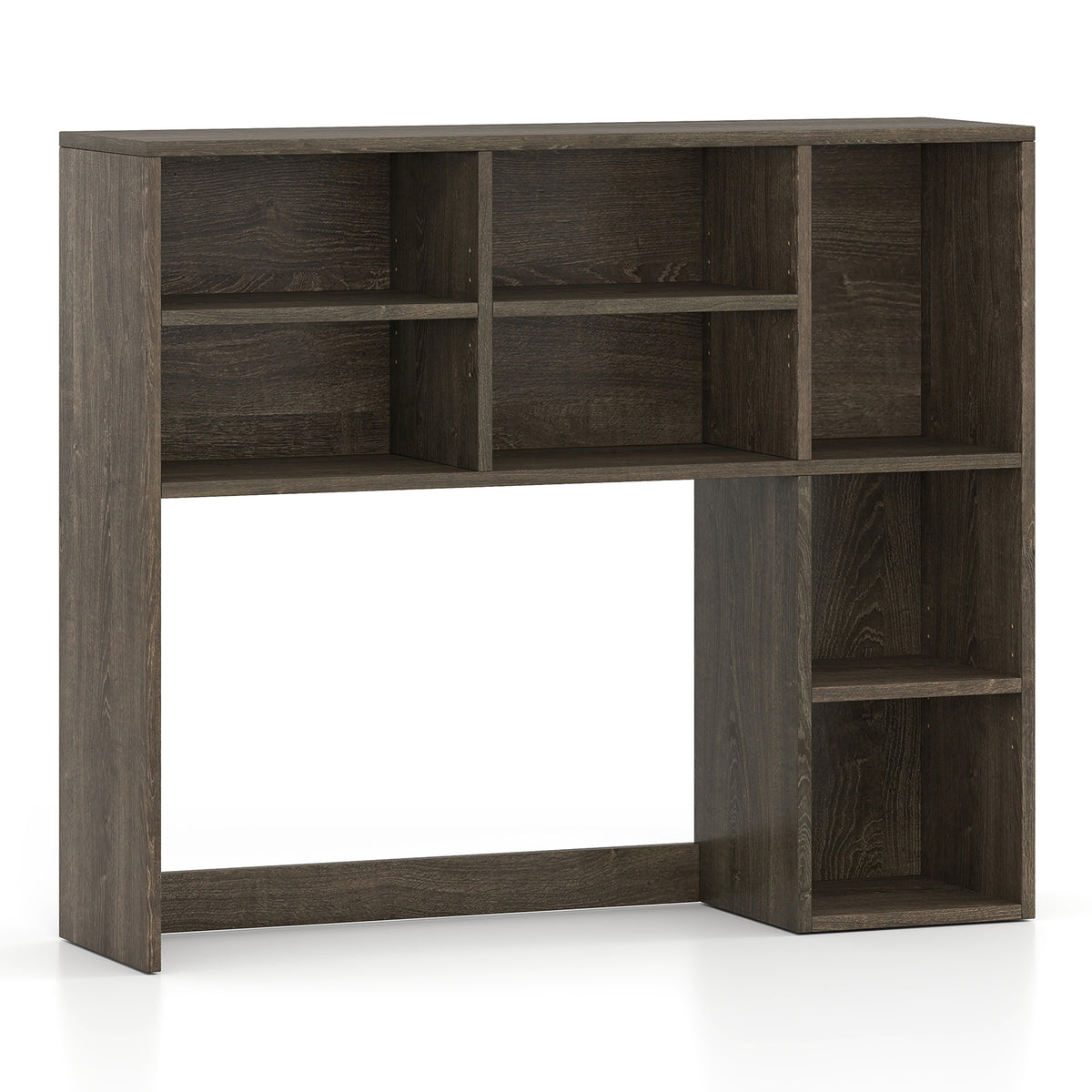 Desktop Bookshelf with 7 Cubbies & 3 Adjustable Shelves - Oak
