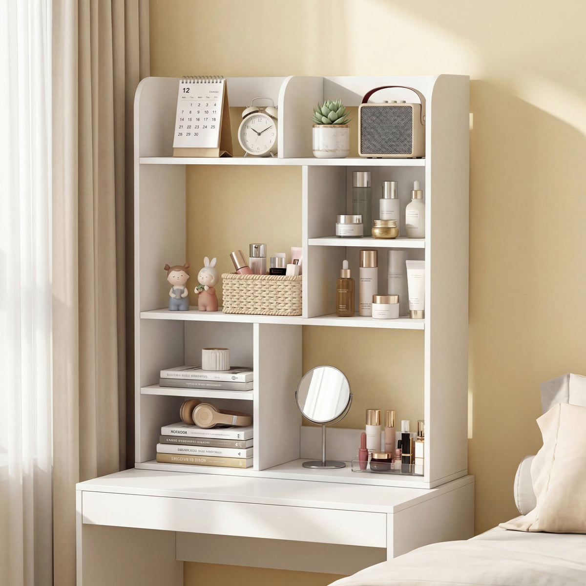 8-Cube Desktop Organizer Bookshelf - White