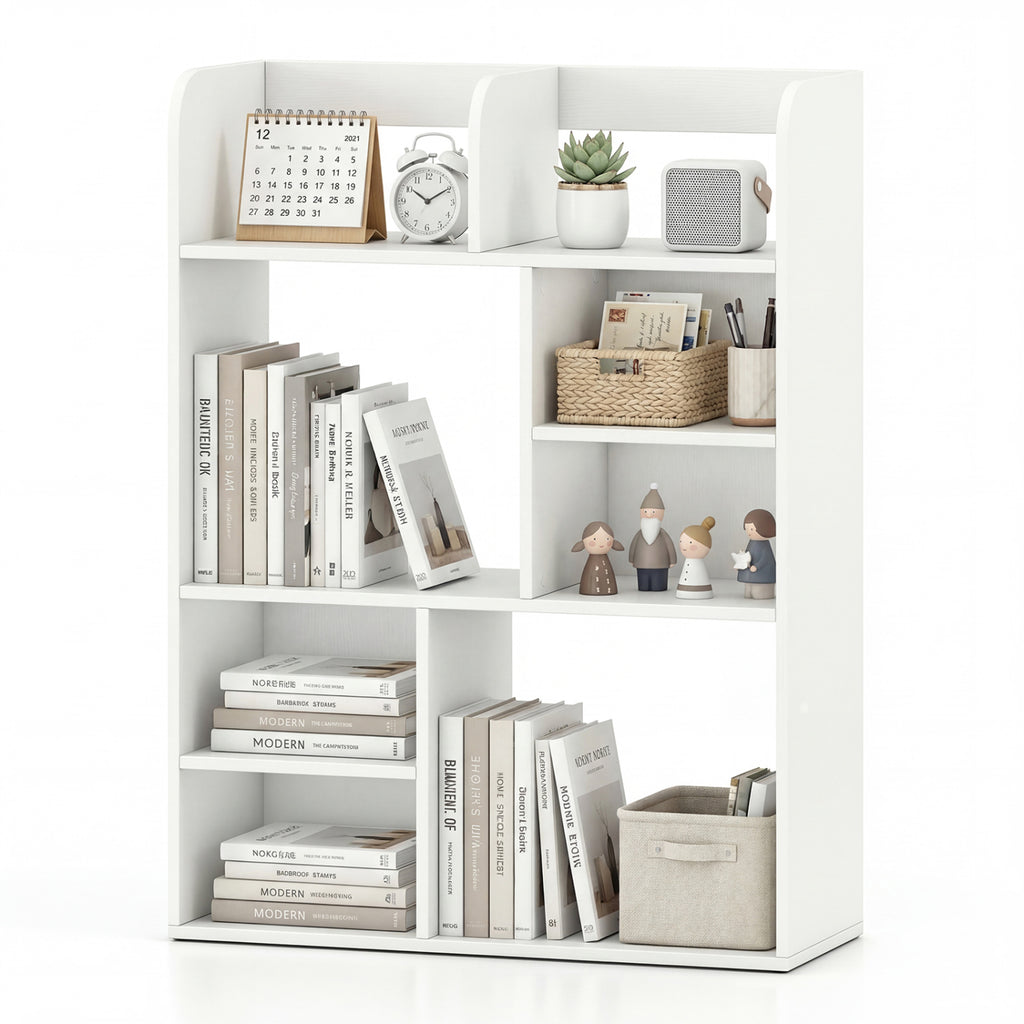 8-Cube Desktop Organizer Bookshelf - White