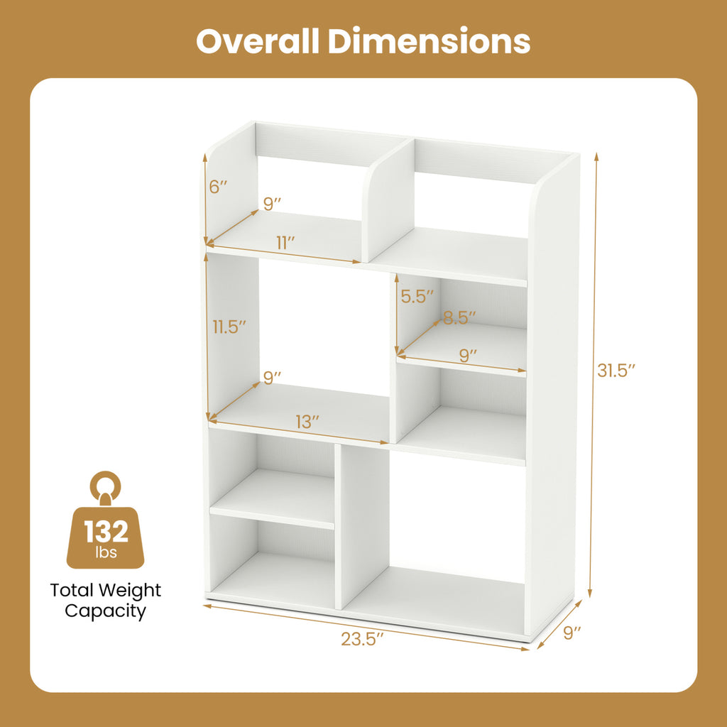 8-Cube Desktop Organizer Bookshelf - White