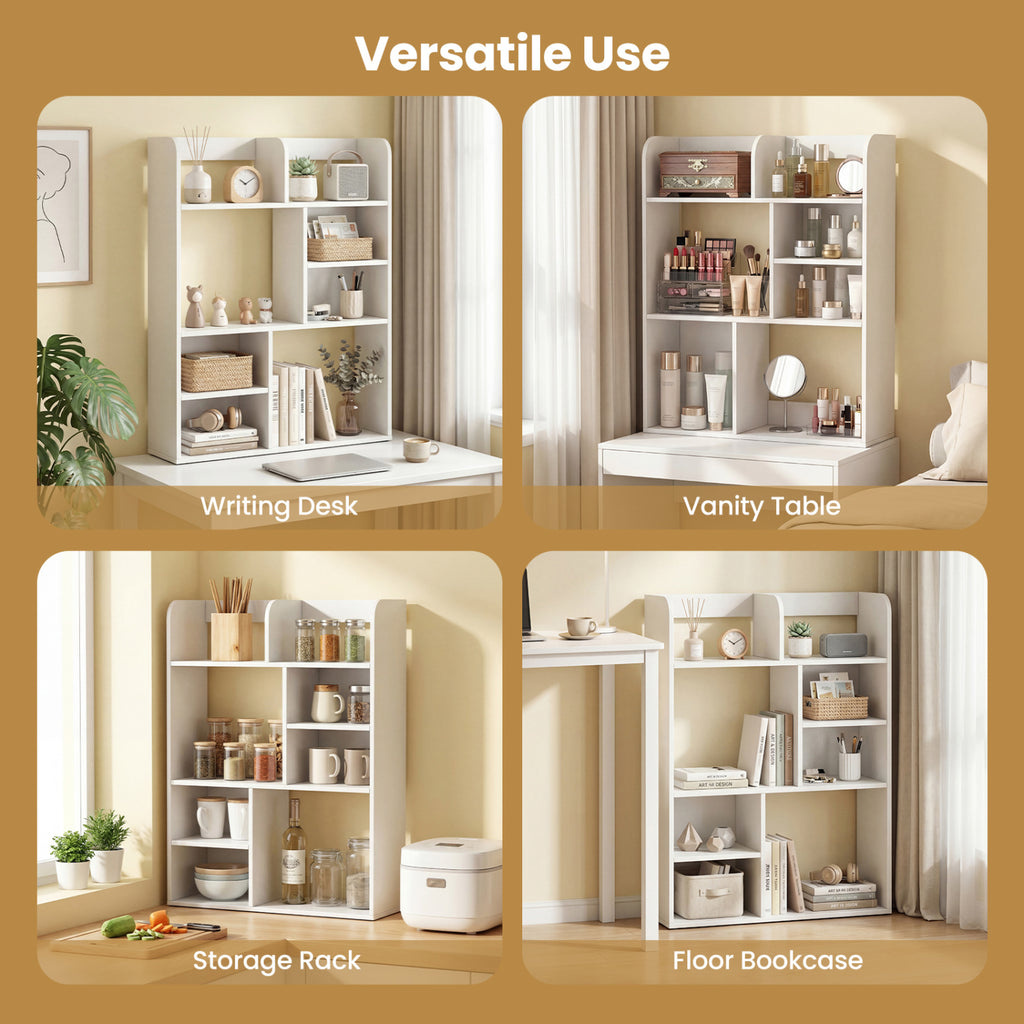8-Cube Desktop Organizer Bookshelf - White