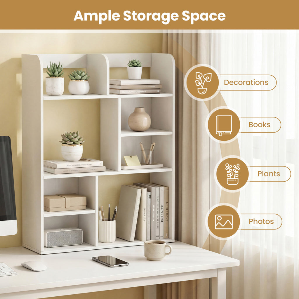 8-Cube Desktop Organizer Bookshelf - White
