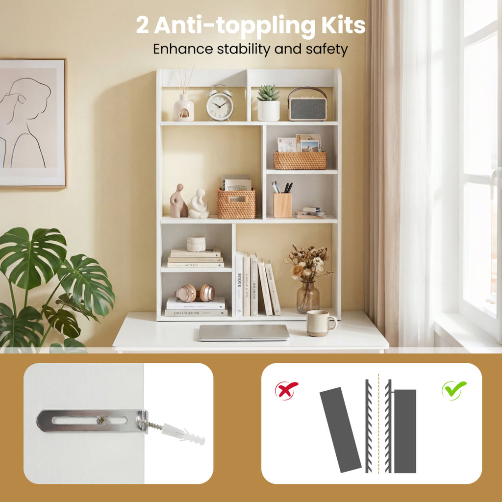 8-Cube Desktop Organizer Bookshelf - White