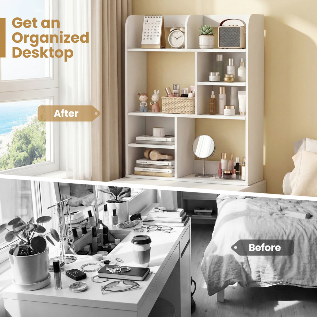 8-Cube Desktop Organizer Bookshelf - White