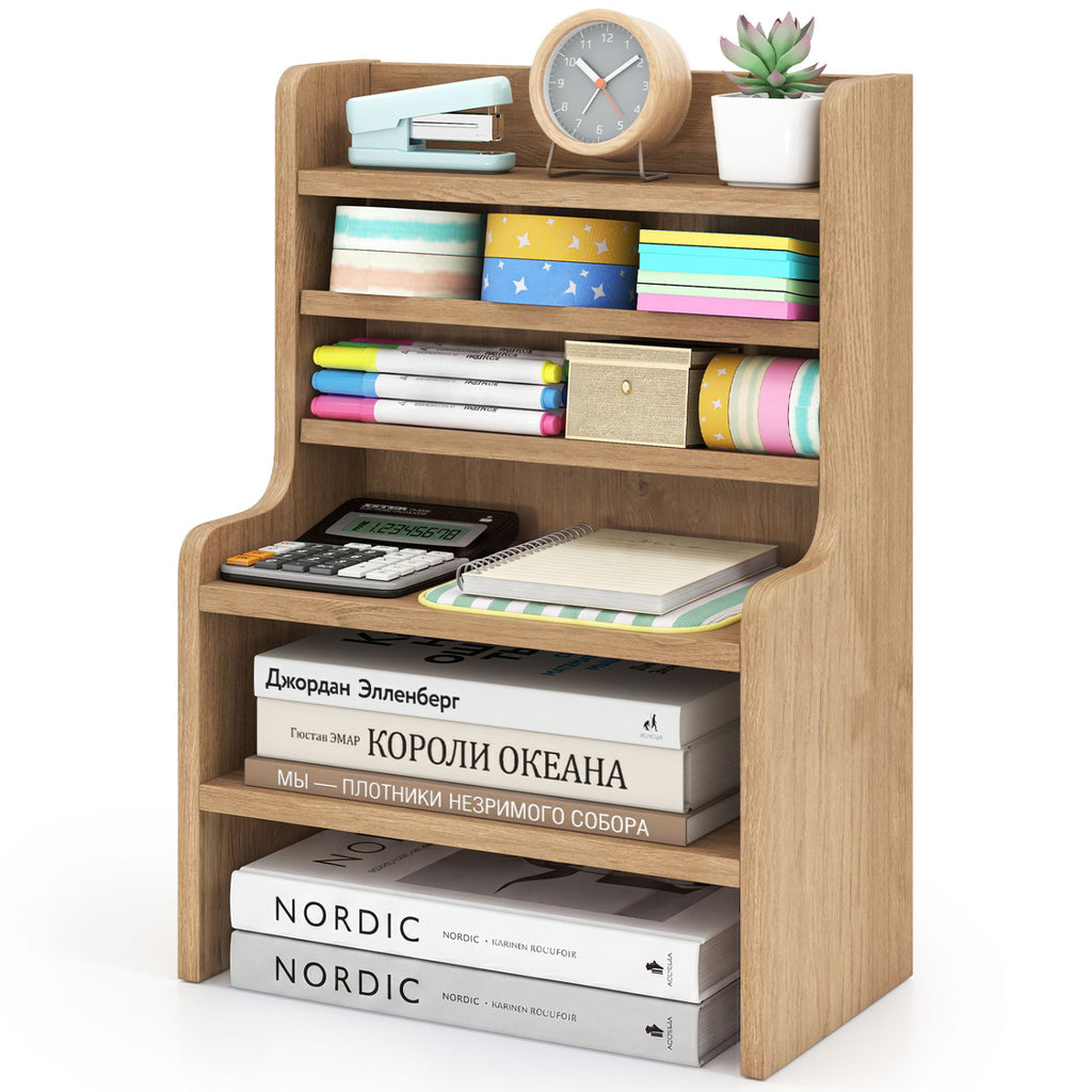 Desktop Organizer 6-Tier Mini Storage Rack - Natural