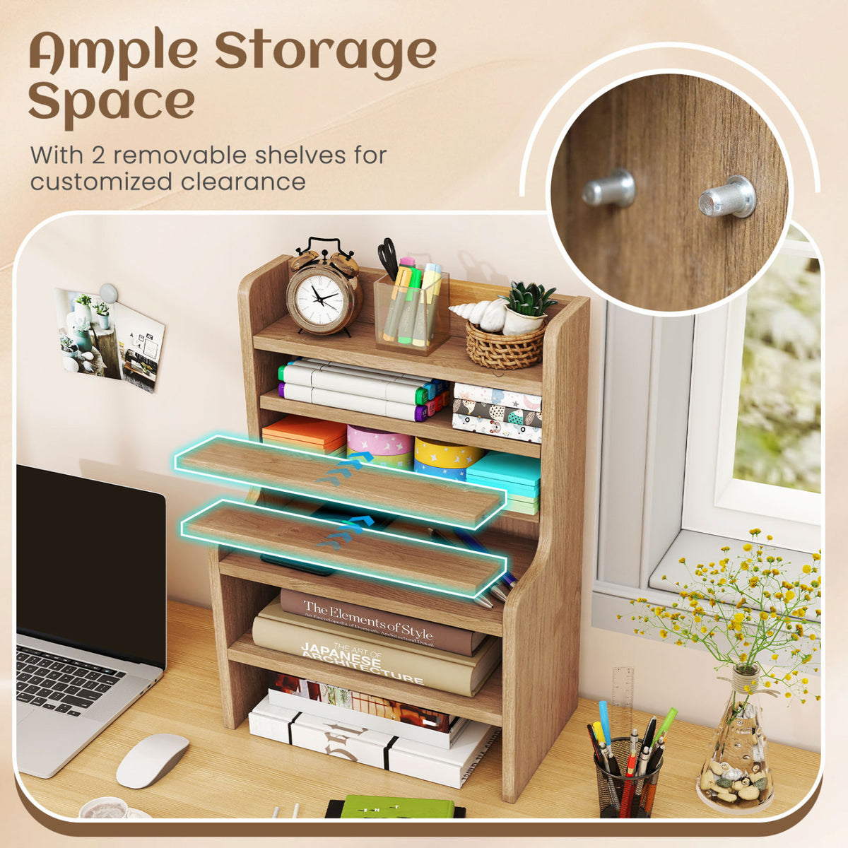 Desktop Organizer 6-Tier Mini Storage Rack - Natural