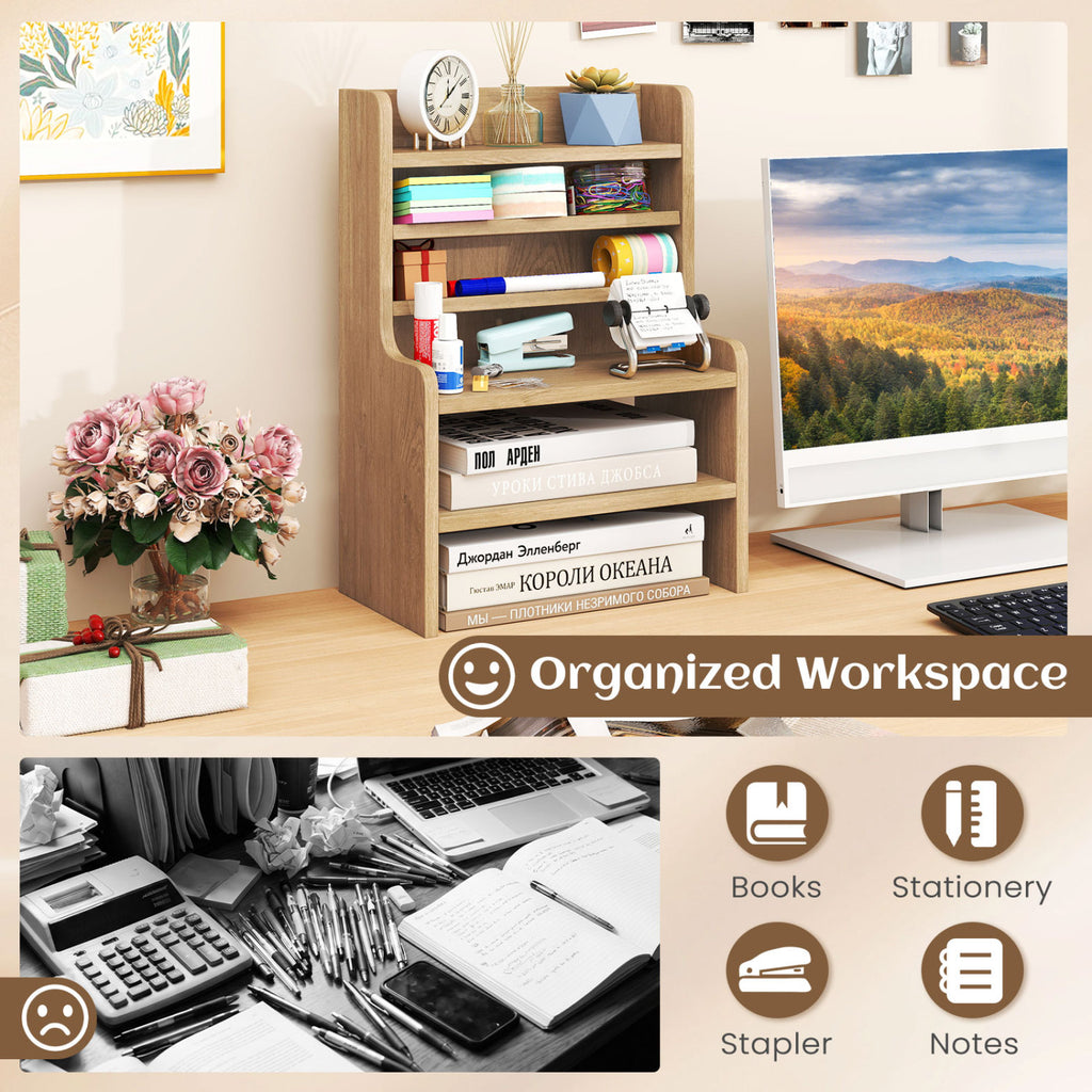 Desktop Organizer 6-Tier Mini Storage Rack - Natural