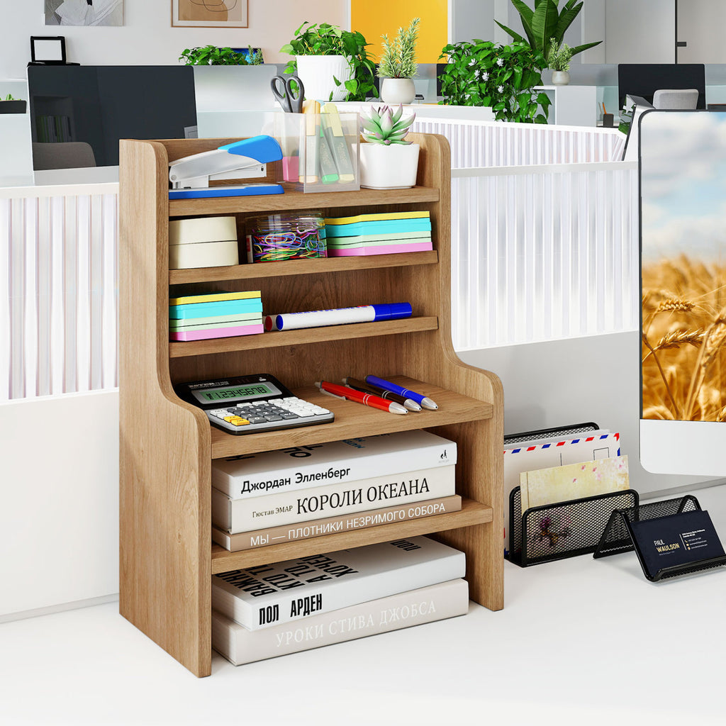 Desktop Organizer 6-Tier Mini Storage Rack - Natural