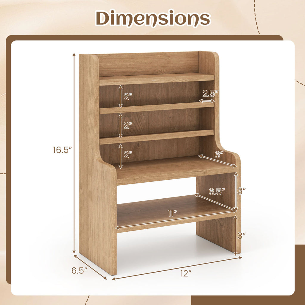 Desktop Organizer 6-Tier Mini Storage Rack - Natural