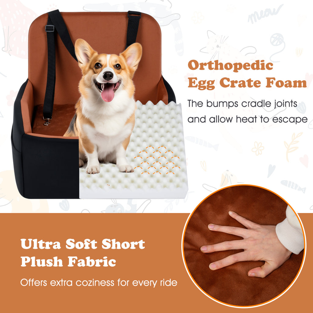 Small Detachable Dog Booster Car Seat for Front and Back Seat - Elevated & Cozy