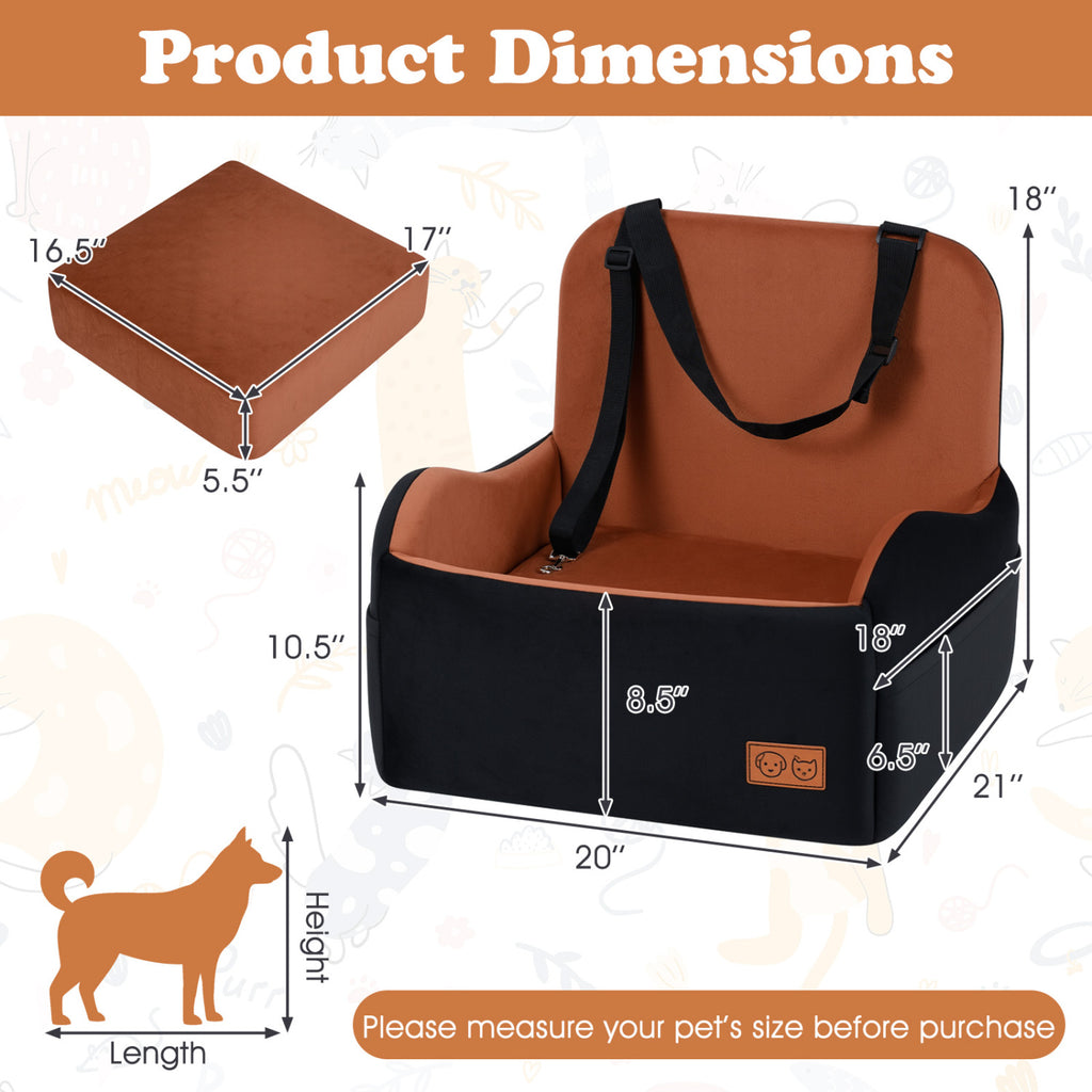 Small Detachable Dog Booster Car Seat for Front and Back Seat - Elevated & Cozy