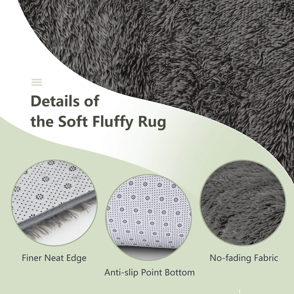 Gray Rectangular Soft Shag Area Rug 5x7 Feet for Living Room & Bedroom - Costway