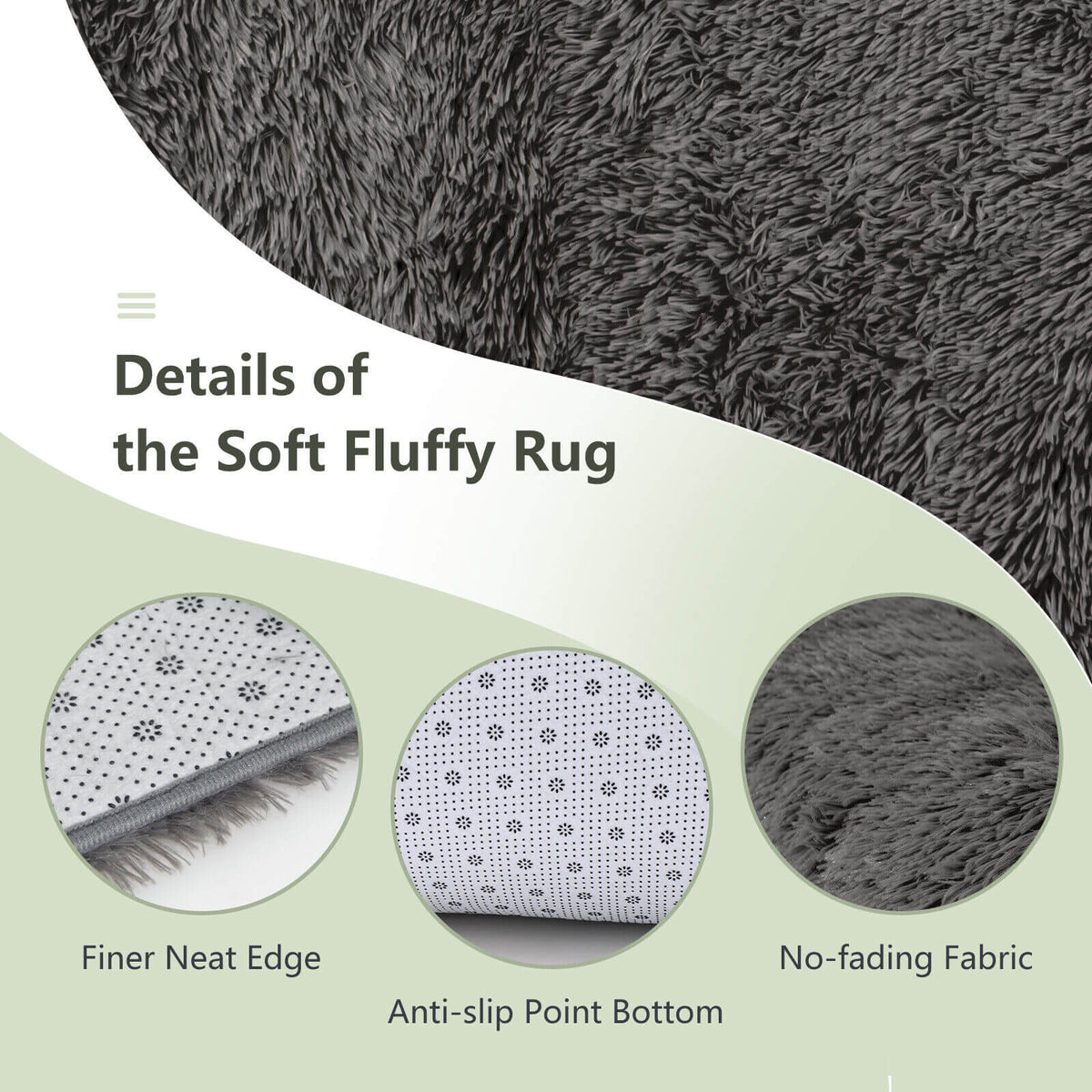 Gray Rectangular Soft Shag Area Rug 5x7 Feet for Living Room & Bedroom - Costway
