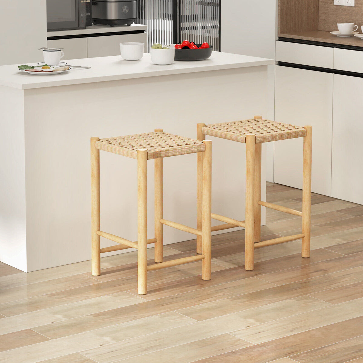 26" Dining Bar Stool Set of 2 - Natural, 14x14x26