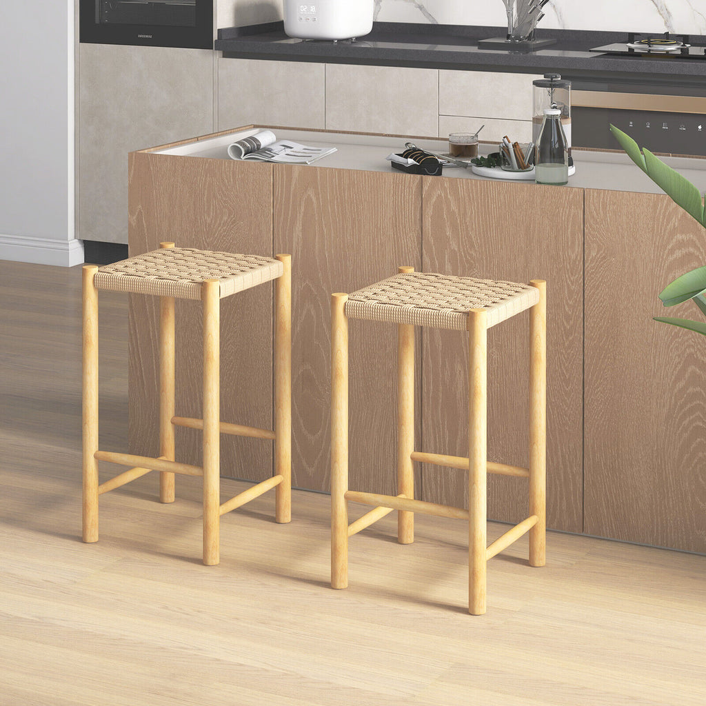 26" Dining Bar Stool Set of 2 - Natural, 14x14x26