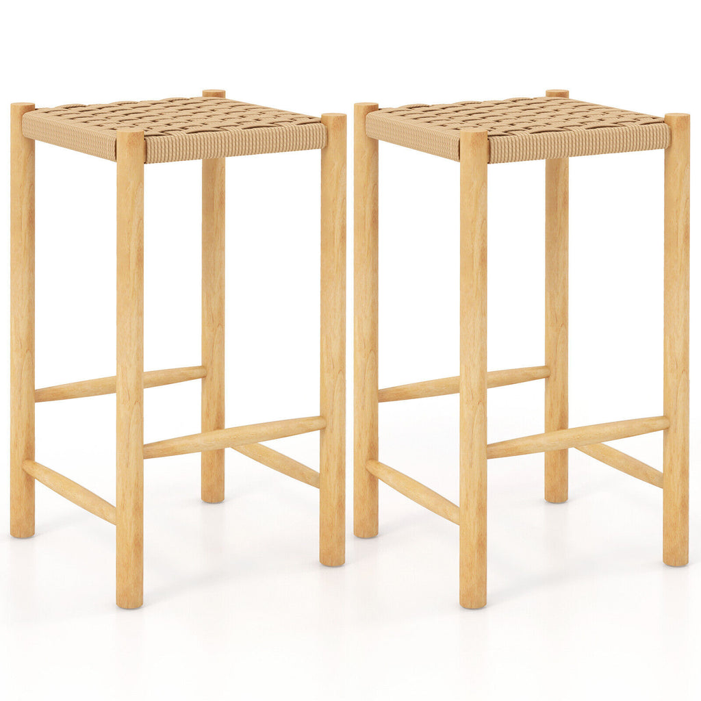 18 Inch Dining Stool Set of 2 - Natural, 22" x 14" x 18"