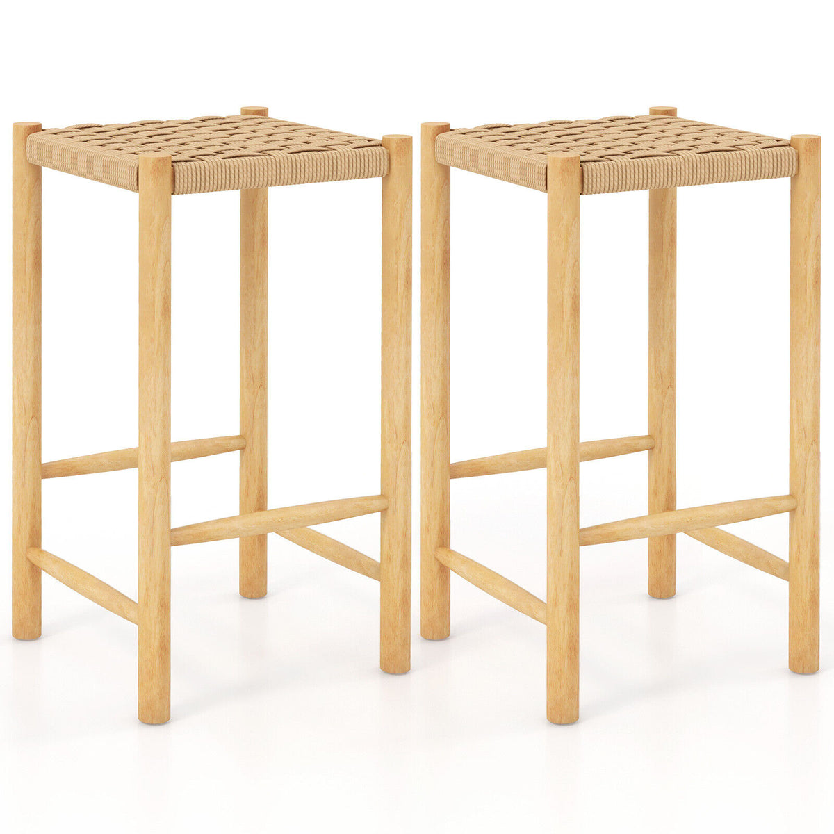 18 Inch Dining Stool Set of 2 - Natural, 22" x 14" x 18"