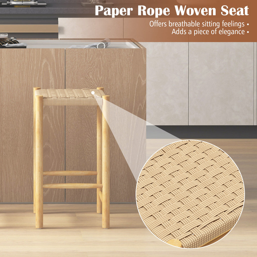 26" Dining Bar Stool Set of 2 - Natural, 14x14x26