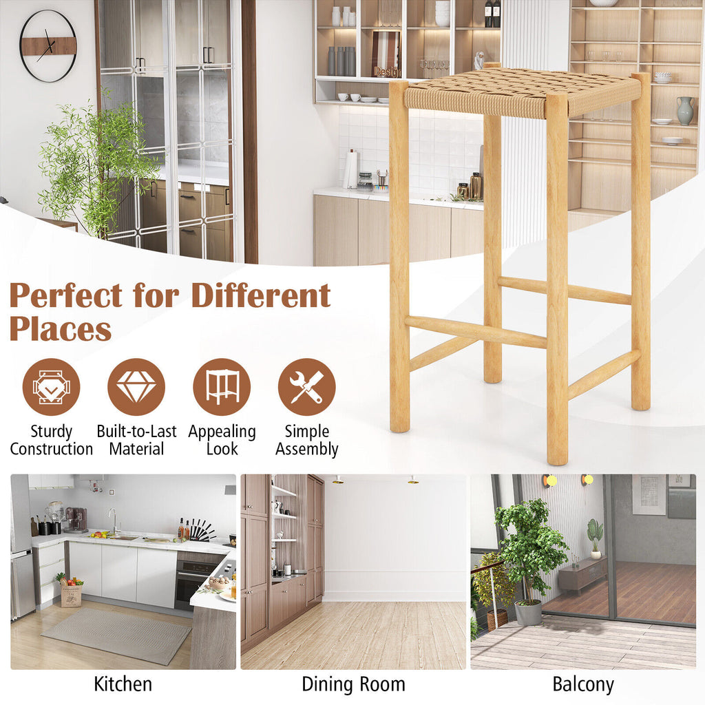 26" Dining Bar Stool Set of 2 - Natural, 14x14x26
