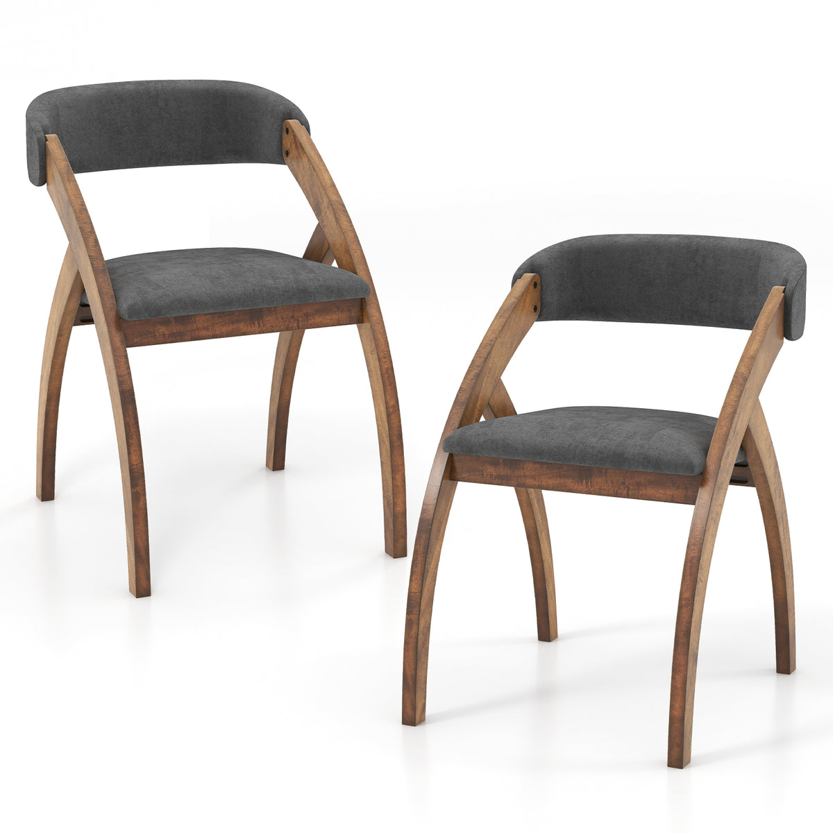 Upholstered Armchairs Set of 2, Brown + Black