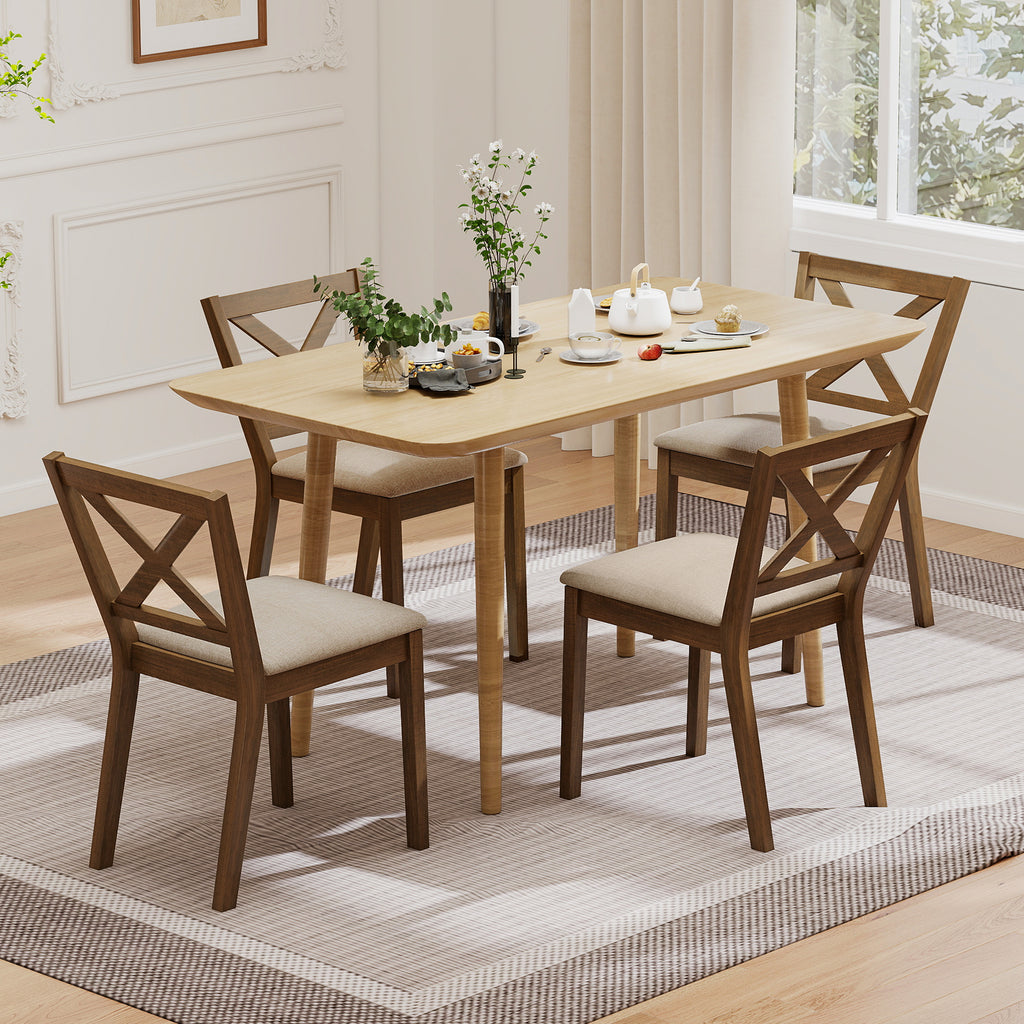 Dining Chair Set of 2 Modern Kitchen Chair with Upholstered Seat - Brown