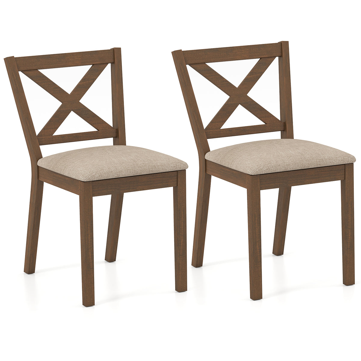 Dining Chair Set of 2 Modern Kitchen Chair with Upholstered Seat - Brown