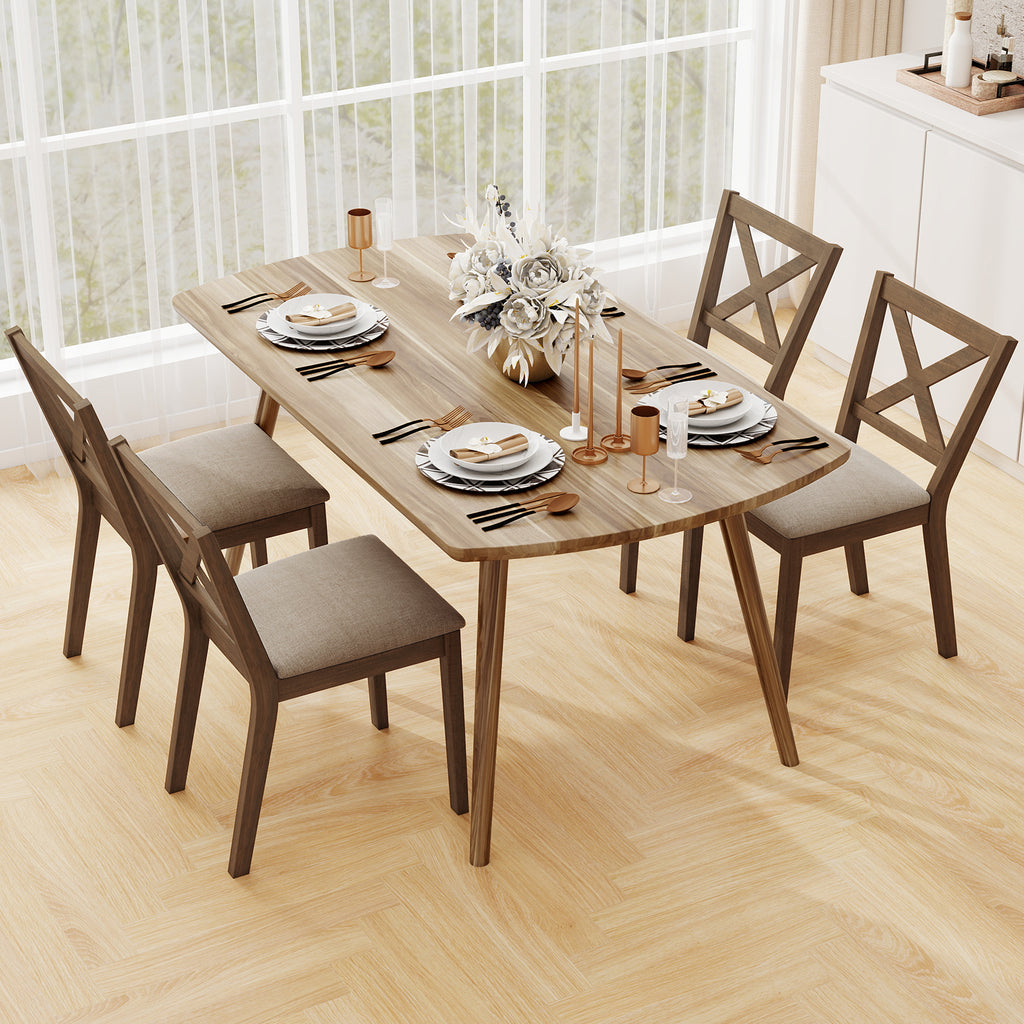 Dining Chair Set of 2 Modern Kitchen Chair with Upholstered Seat - Brown