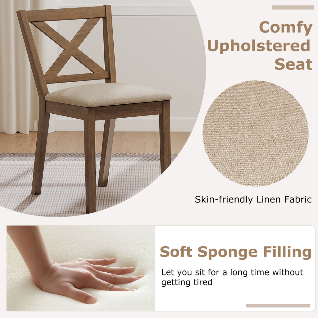 Dining Chair Set of 2 Modern Kitchen Chair with Upholstered Seat - Brown