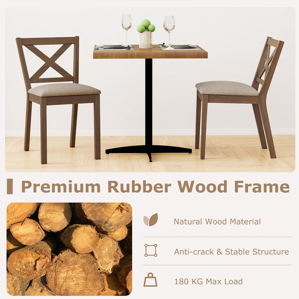 Dining Chair Set of 2 Modern Kitchen Chair with Upholstered Seat - Brown