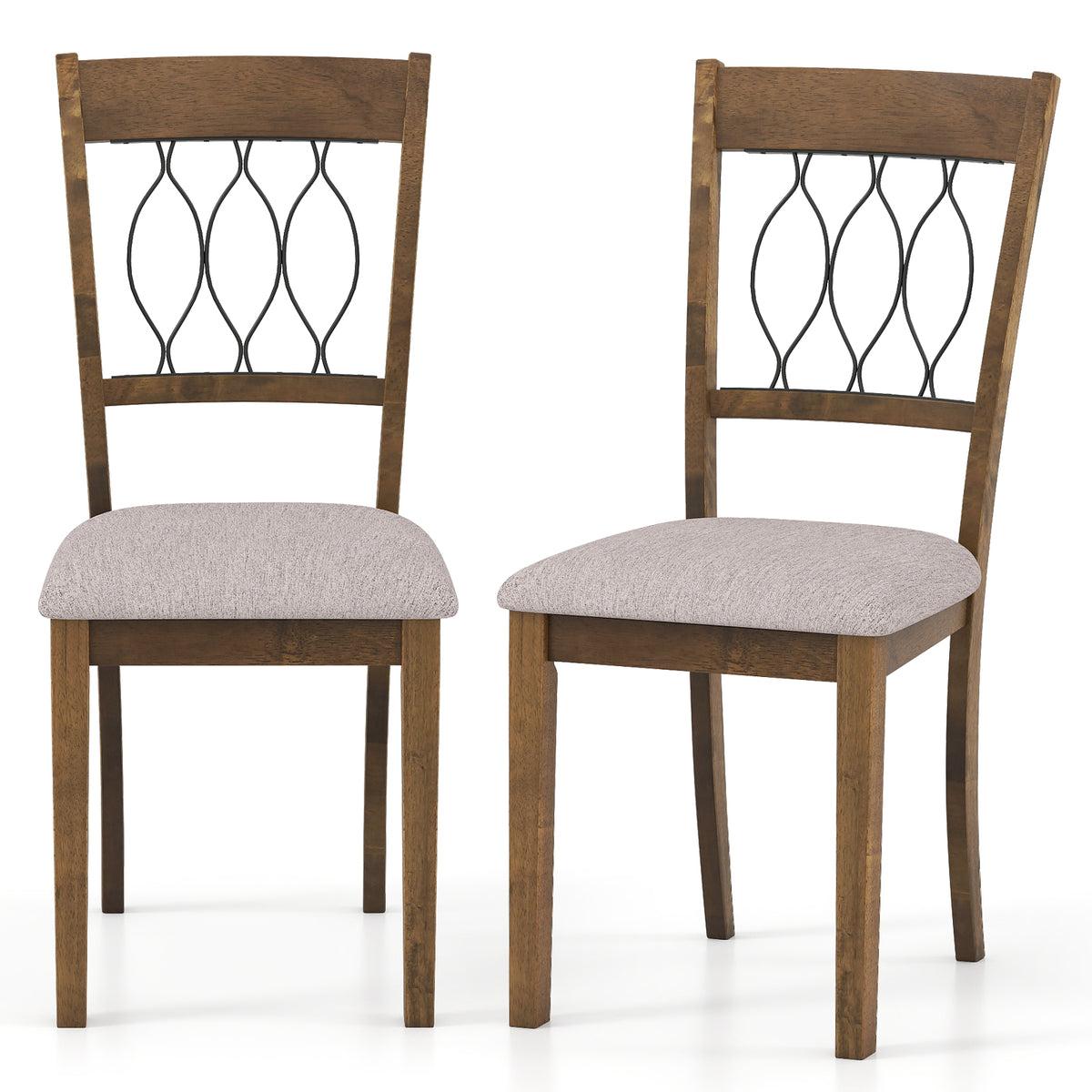 Dining Chairs Set of 2 Fabric Upholstered Armless - Cross Back Walnut