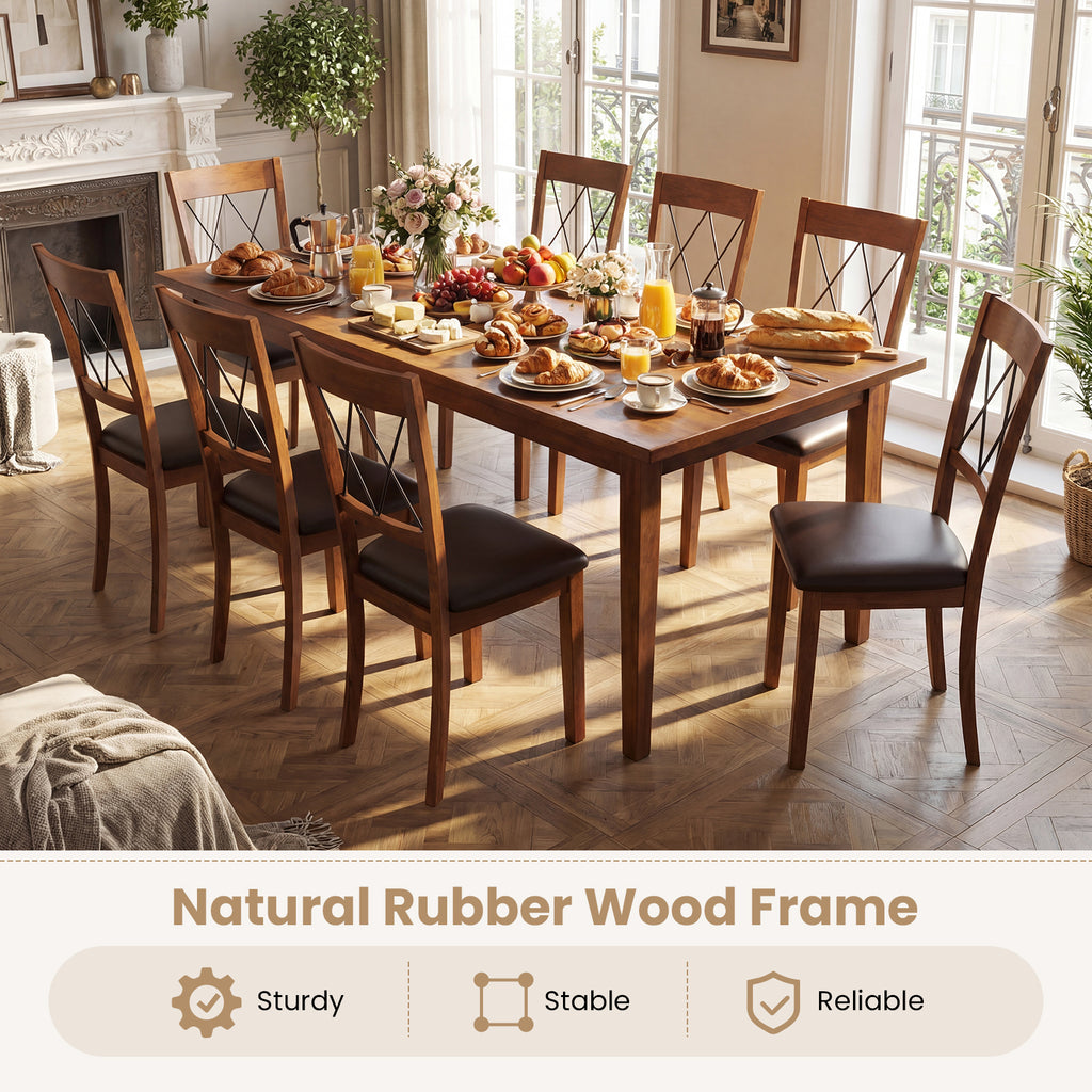 Dining Chairs Set of 2 Fabric Upholstered Armless - Cross Back Walnut
