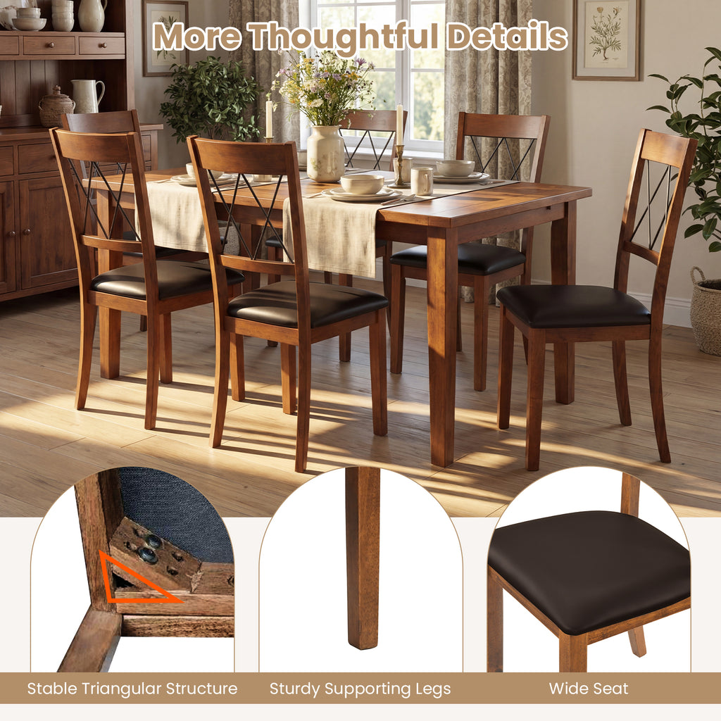 Dining Chairs Set of 2 Fabric Upholstered Armless - Cross Back Walnut